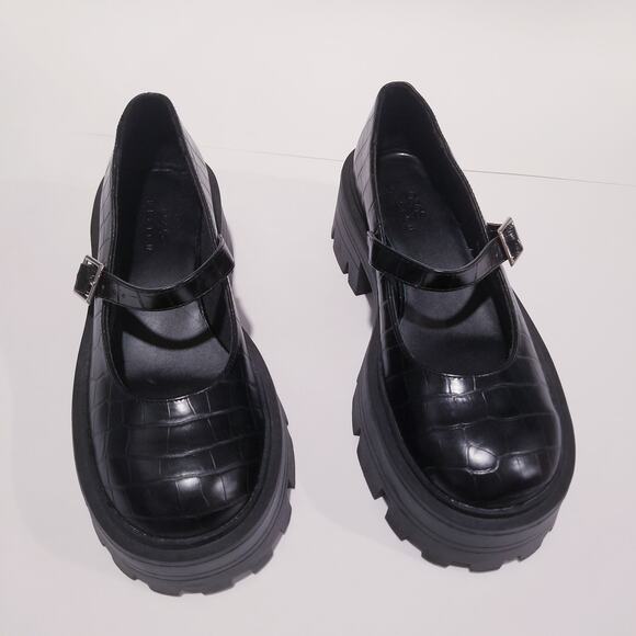 ASOS Design Black Platform Y2K Style Chunky Heels Shoes Lug Sole - Picture 7 of 10